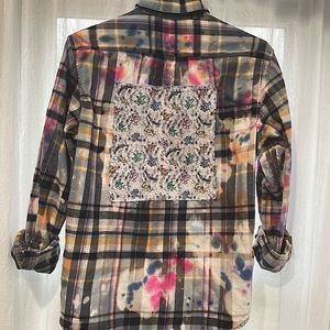 Upcycled bleached tie-dyed Grateful Dead flannel Medium